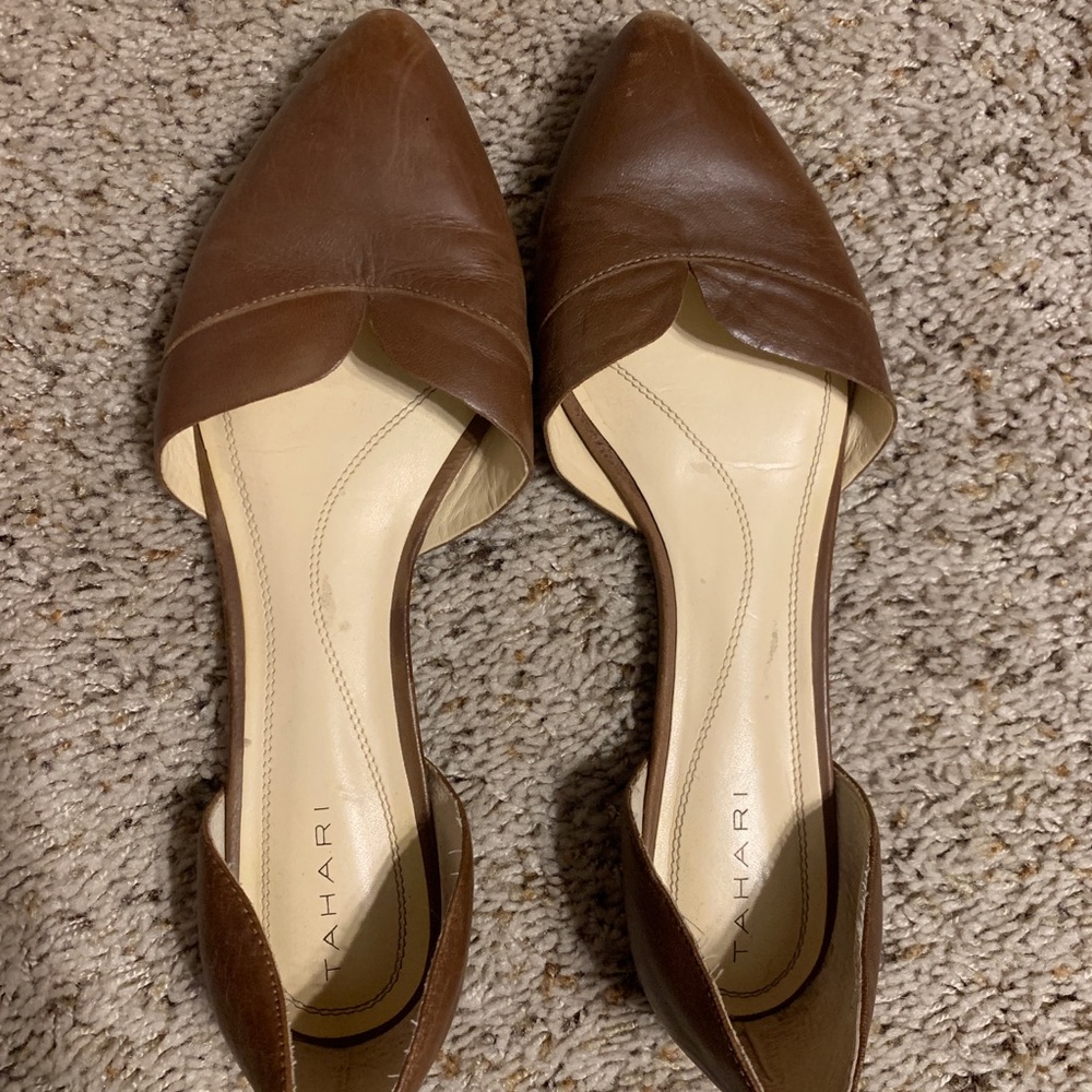 Womens Tahari leather slip ons